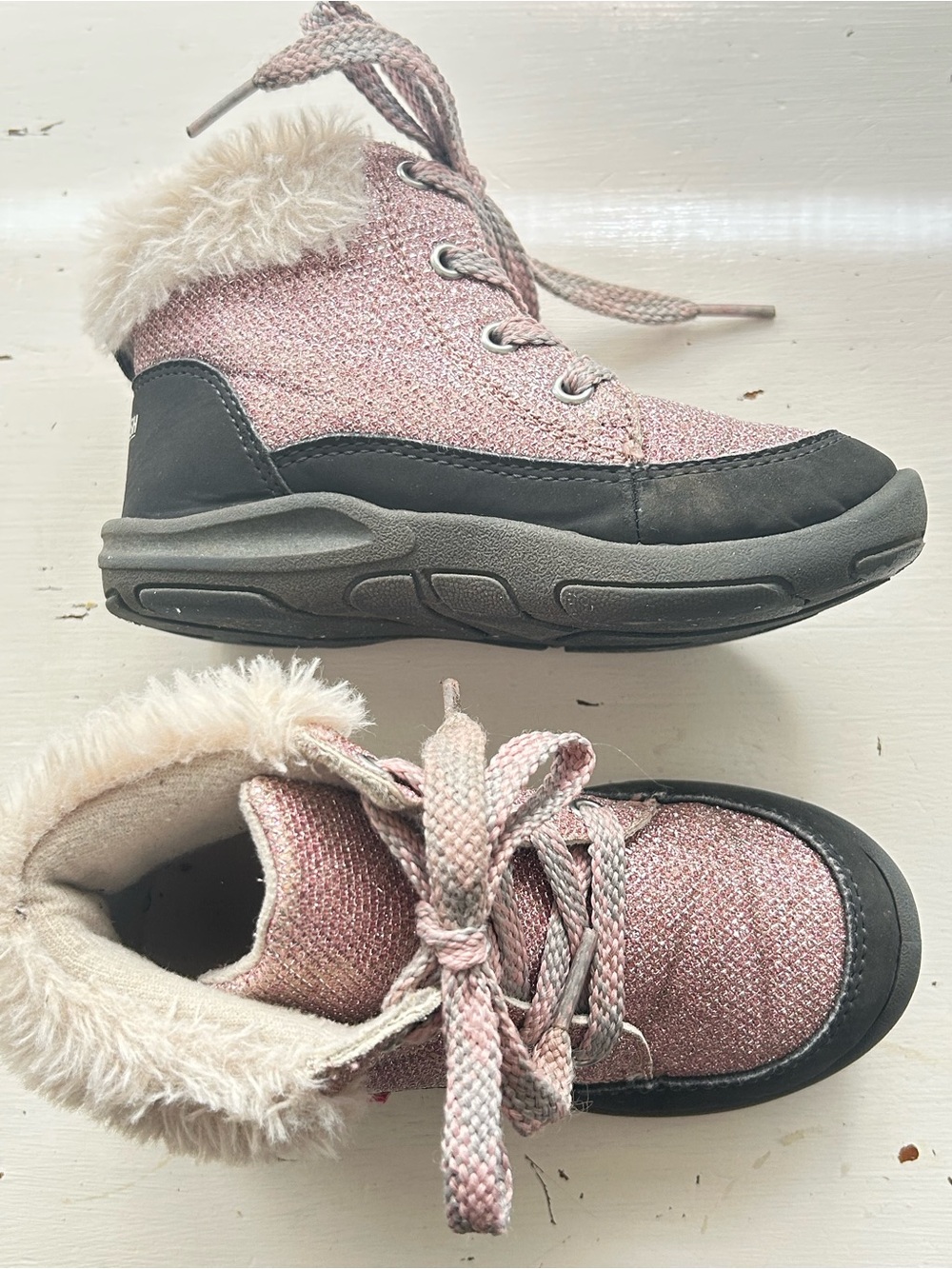 OshKosh BGosh Toddler Girls Ankle Winter Boots Size 9 months pink/black